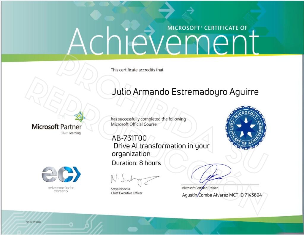 Ejemplo de Certificado Oficial Microsoft de Participación